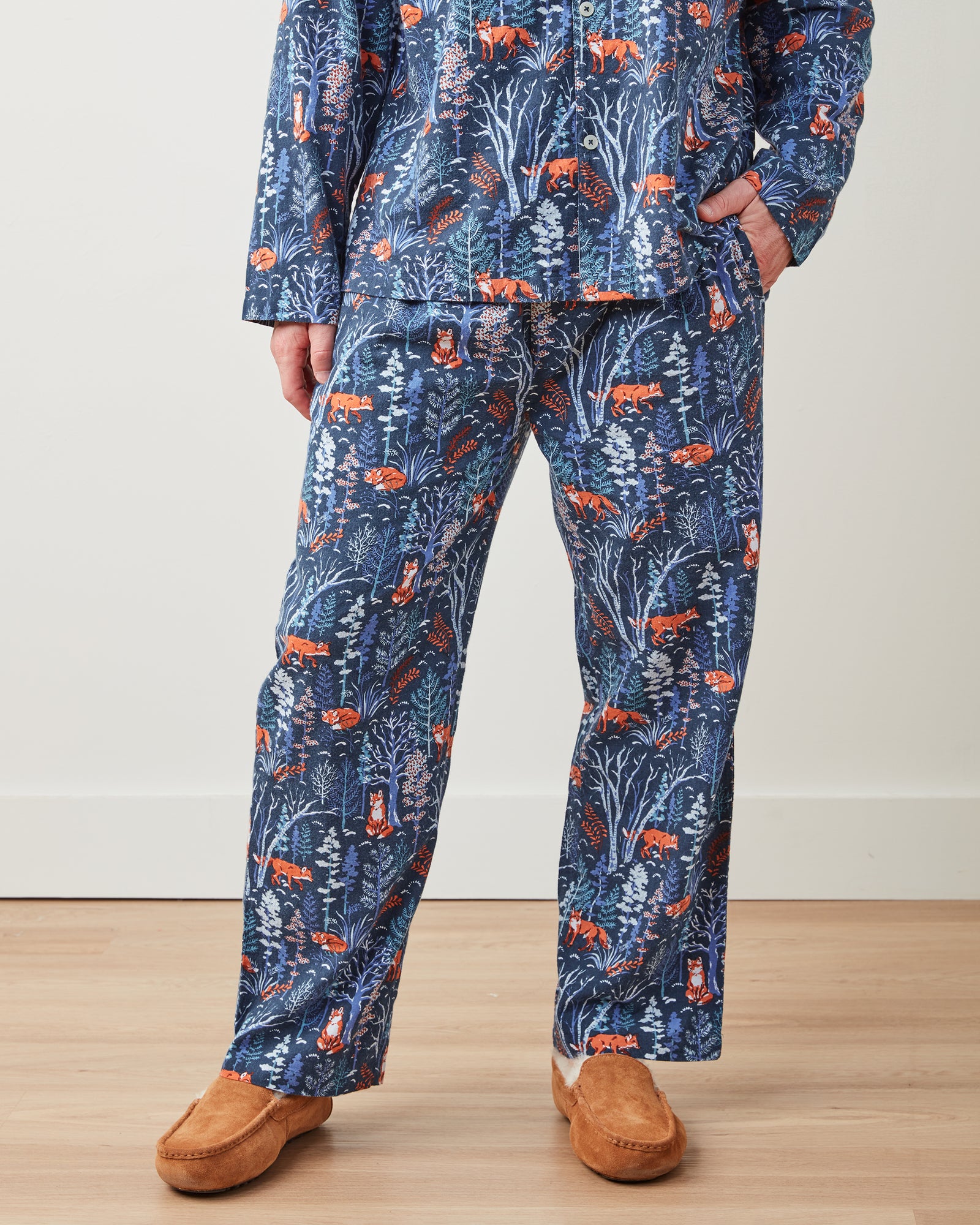 Fox & Folklore - Men's Flannel Long PJ Set - Indigo - Printfresh