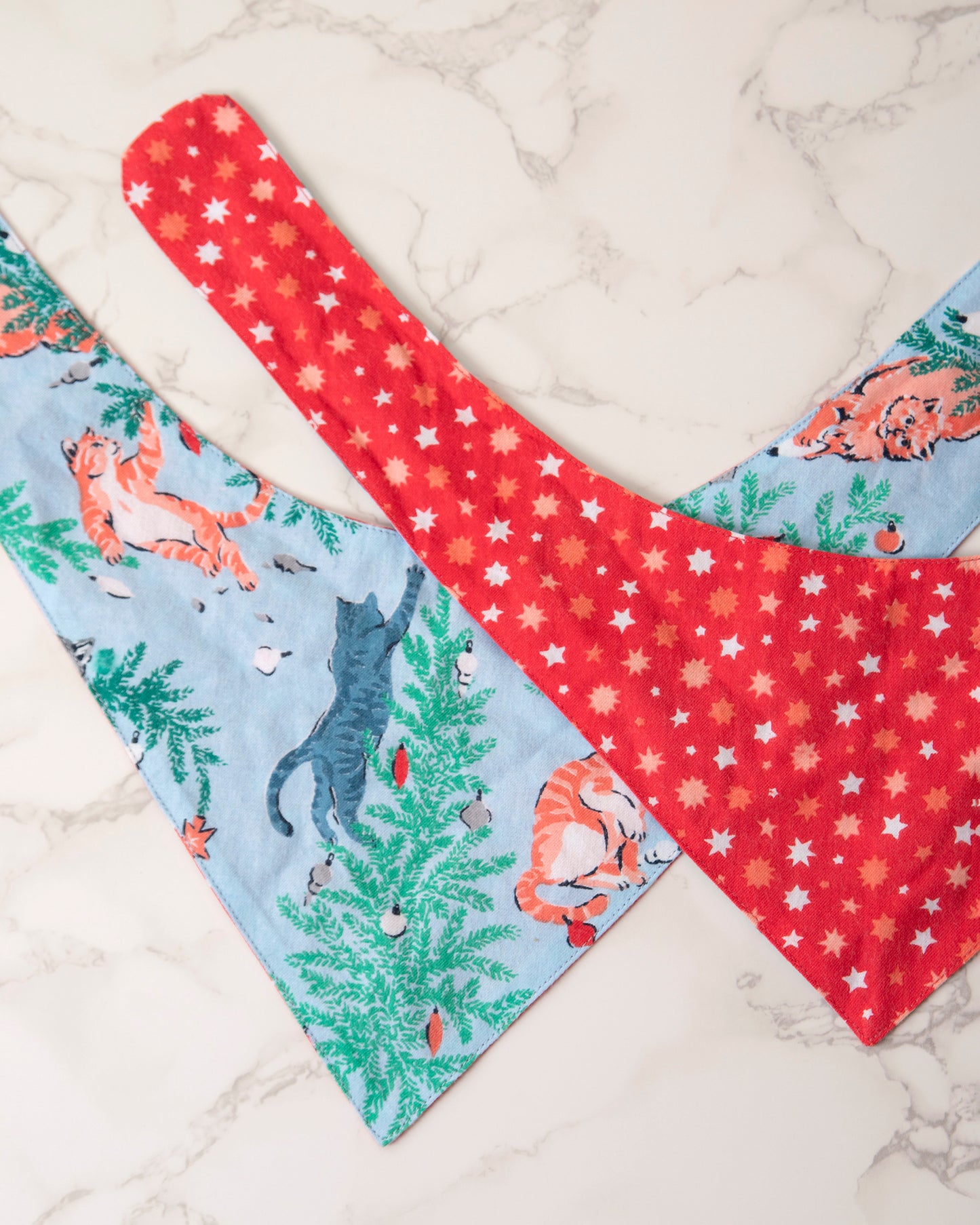 Frisky Firs - Lightweight Flannel Pet Bandana - Twinkling Blue - Printfresh