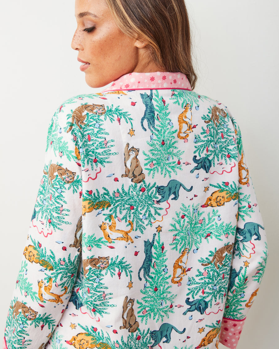 Frisky Firs - Lightweight Flannel Long PJ Set - Sweet Cream - Printfresh