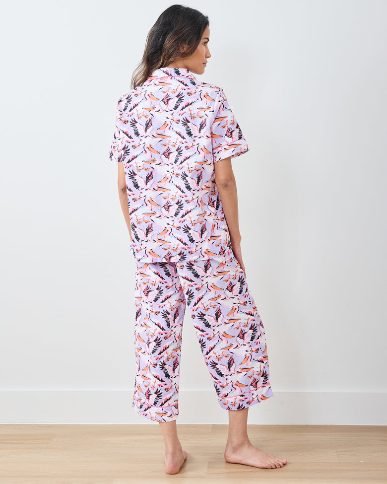 Pretty Pelicans - Short Sleeve Top & Cropped Pants Set - Lavender - Printfresh