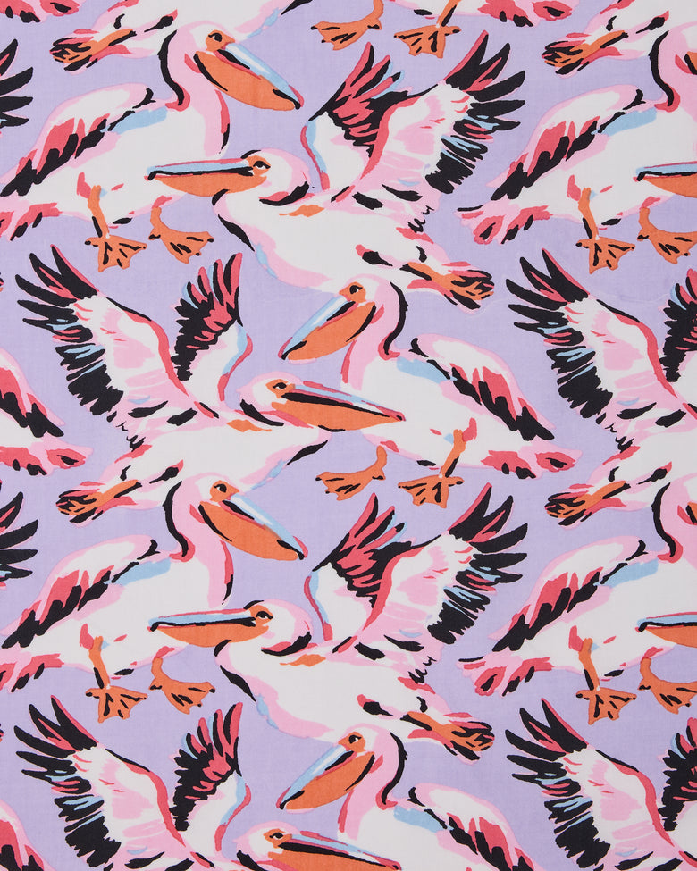 Pretty Pelicans - Short Sleeve Top & Cropped Pants Set - Lavender - Printfresh