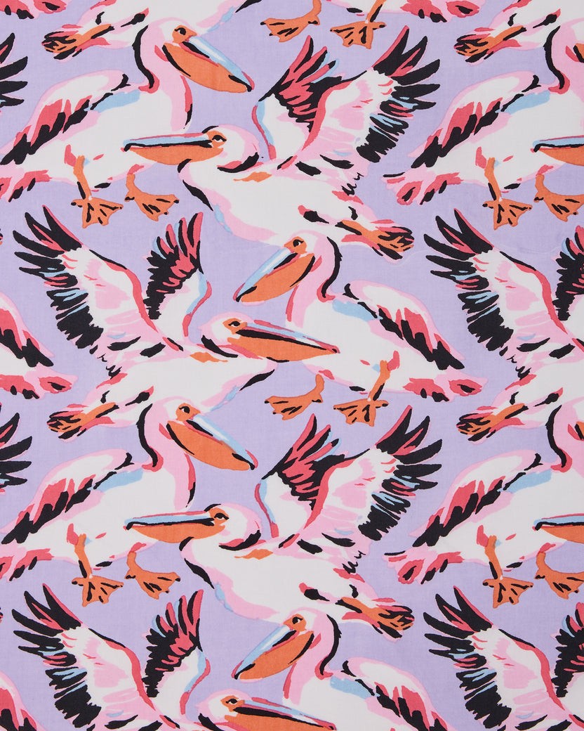 Pretty Pelicans - Short Sleeve Top & Cropped Pants Set - Lavender - Printfresh