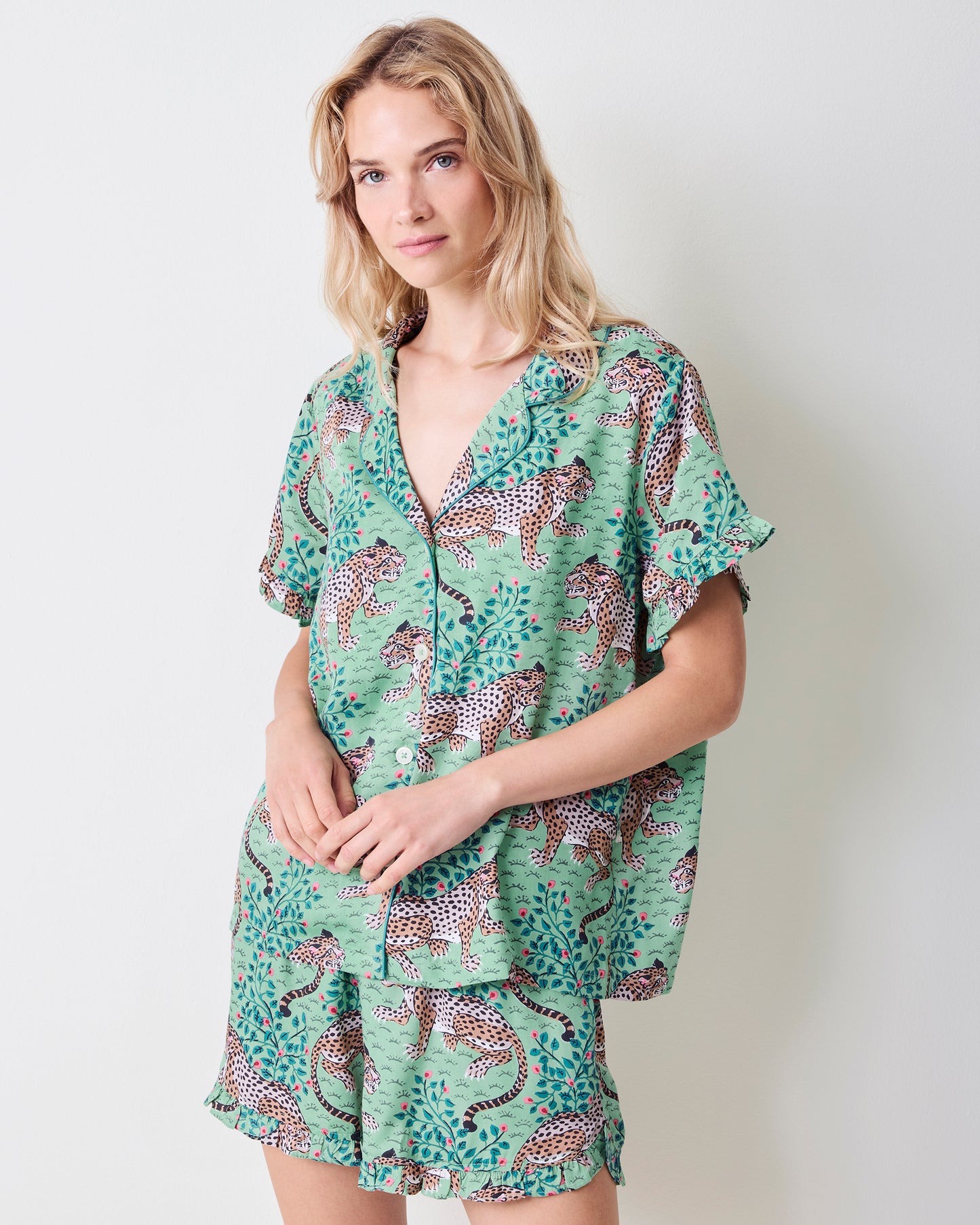 Bagheera - Eco Satin Ruffle Set - Fresh Sage