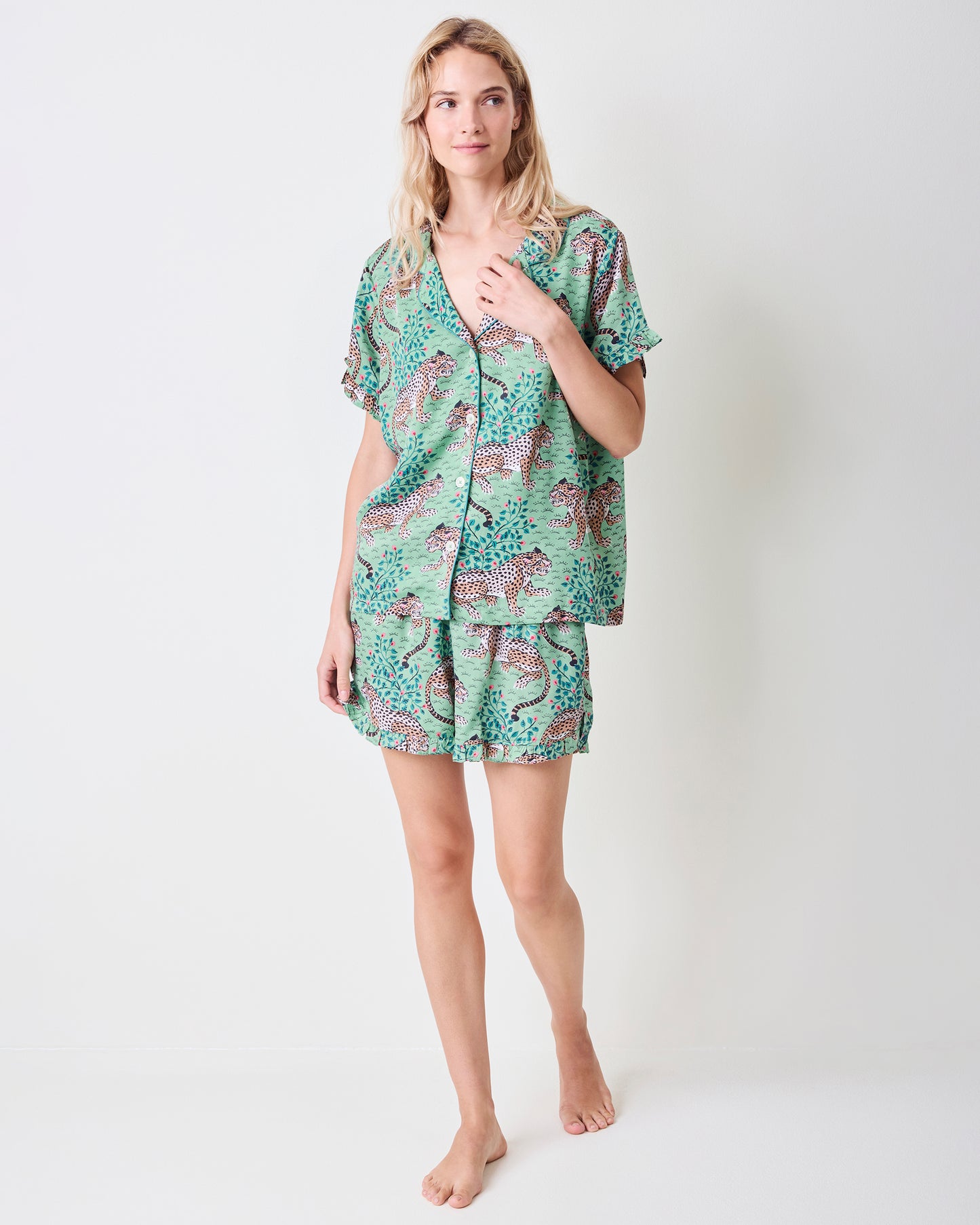 Bagheera - Eco Satin Ruffle Set - Fresh Sage