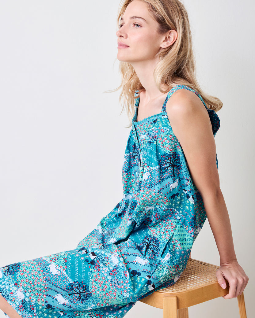 Rolling Hills - Back to Bed Nightgown - Blue Opal