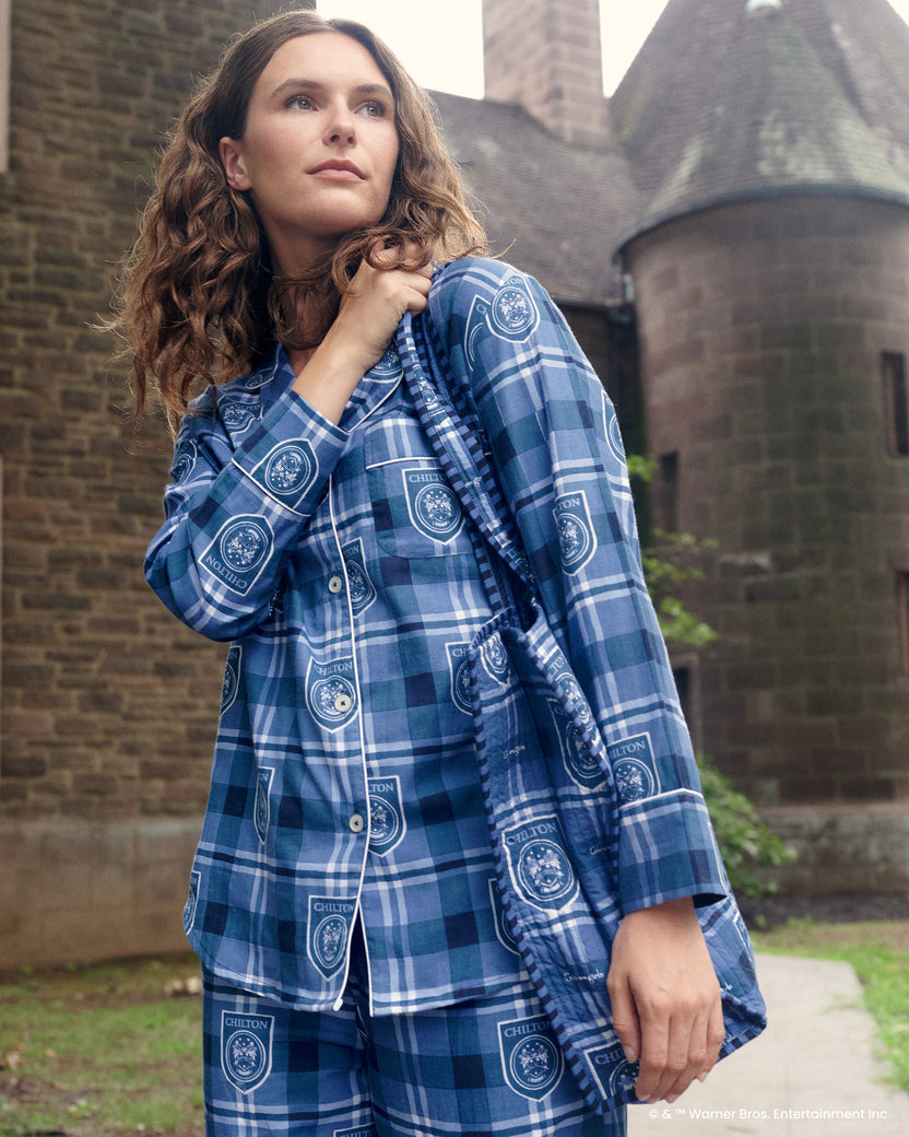 Chilton Plaid - Petite Lightweight Flannel Long PJ Set - Rory Blue