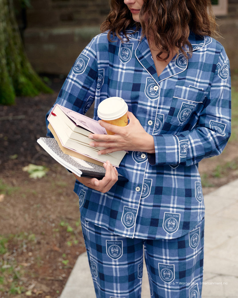 Chilton Plaid - Petite Lightweight Flannel Long PJ Set - Rory Blue