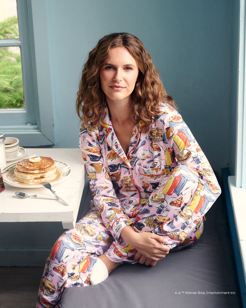Luke’s Diner - Organic Pima Modal Knit Long PJ Set - Lorelei Pink