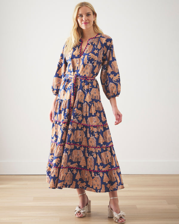 Gingerbread Party - Main Street Dress - Classic Navy - Printfresh