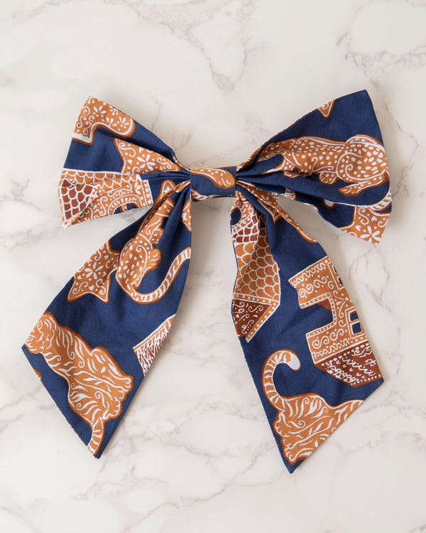 Gingerbread Party - The Preppy Hair Bow - Classic Navy - Printfresh