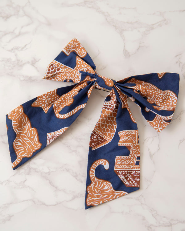 Gingerbread Party - The Preppy Hair Bow - Classic Navy - Printfresh