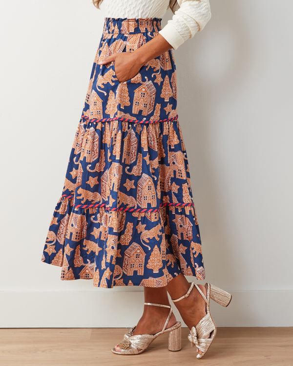 Gingerbread Party - Sutton Skirt - Classic Navy - Printfresh