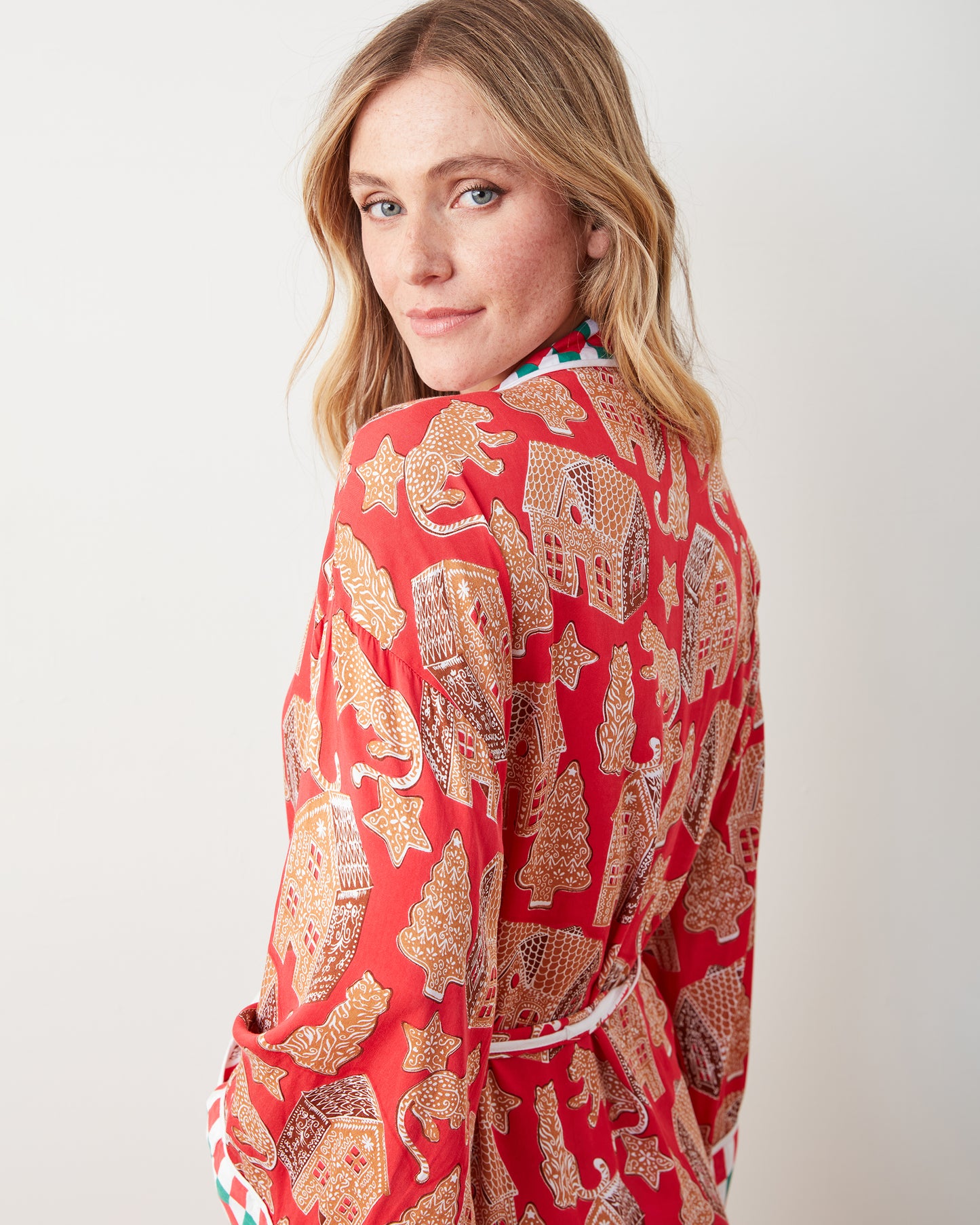 Gingerbread Party - Eco Satin Robe - Ruby - Printfresh