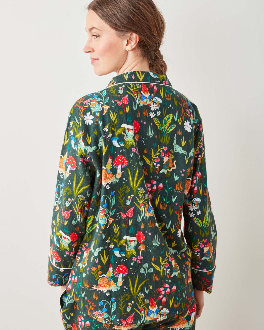 Gnome Garden - Midweight Flannel Long PJ Set - Olive Tree - Printfresh