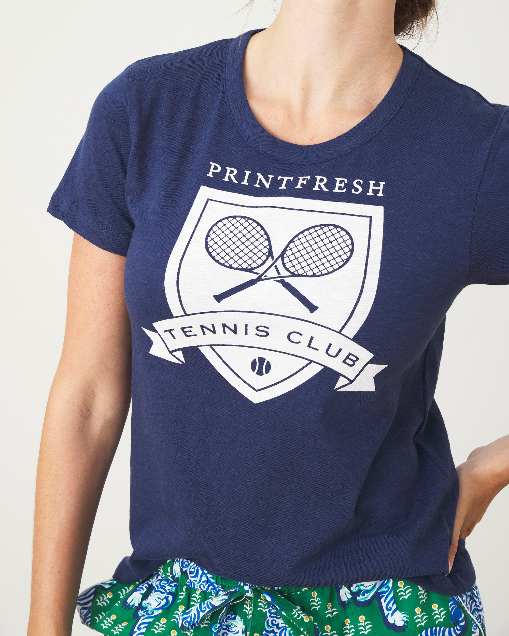 Tennis Club - Saturday Graphic Tee - Navy - Printfresh