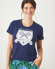 Tennis Club - Saturday Graphic Tee - Navy - Printfresh