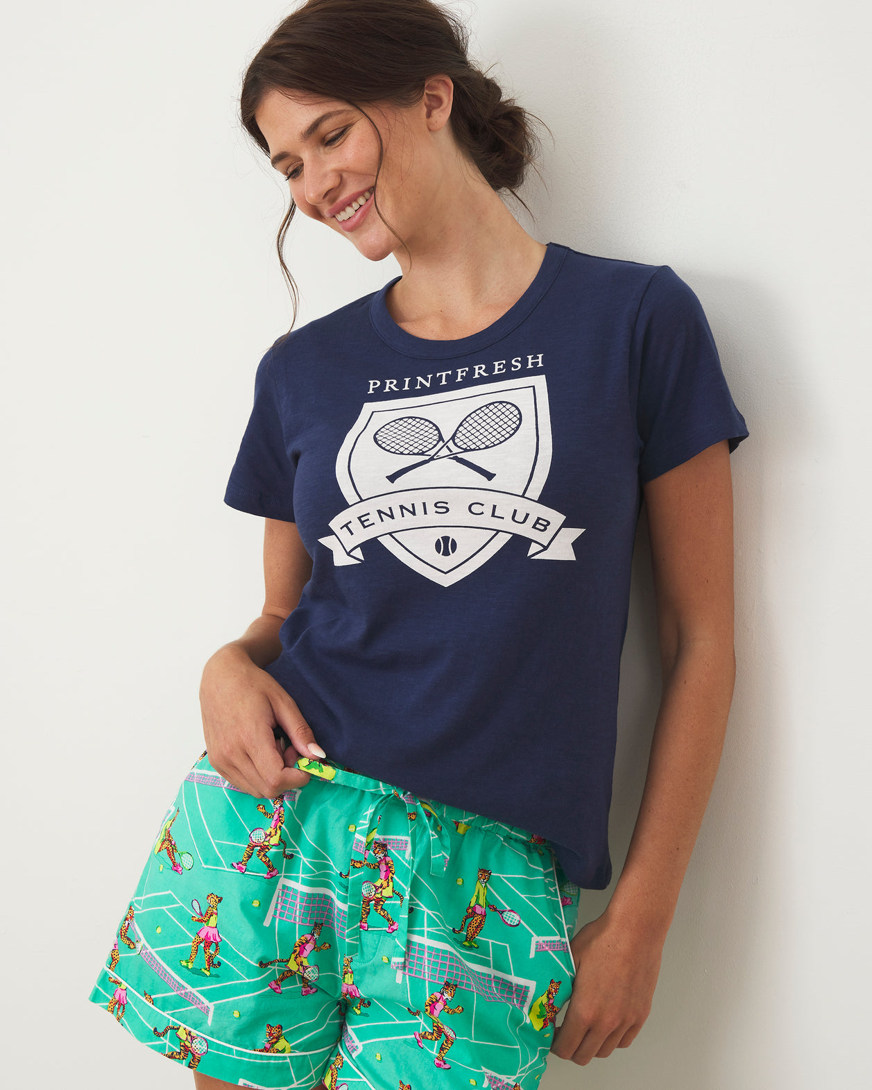 Saturday Graphic Tee - Tennis Club - Navy - Printfresh