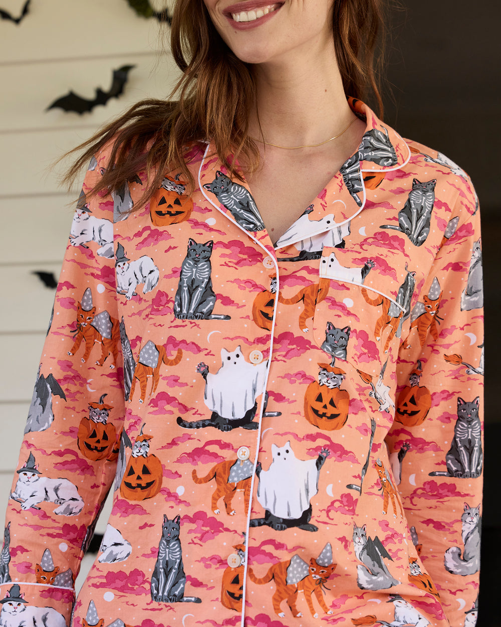 Halloween House Cats - Long PJ Set - Jack-O-Lantern - Printfresh