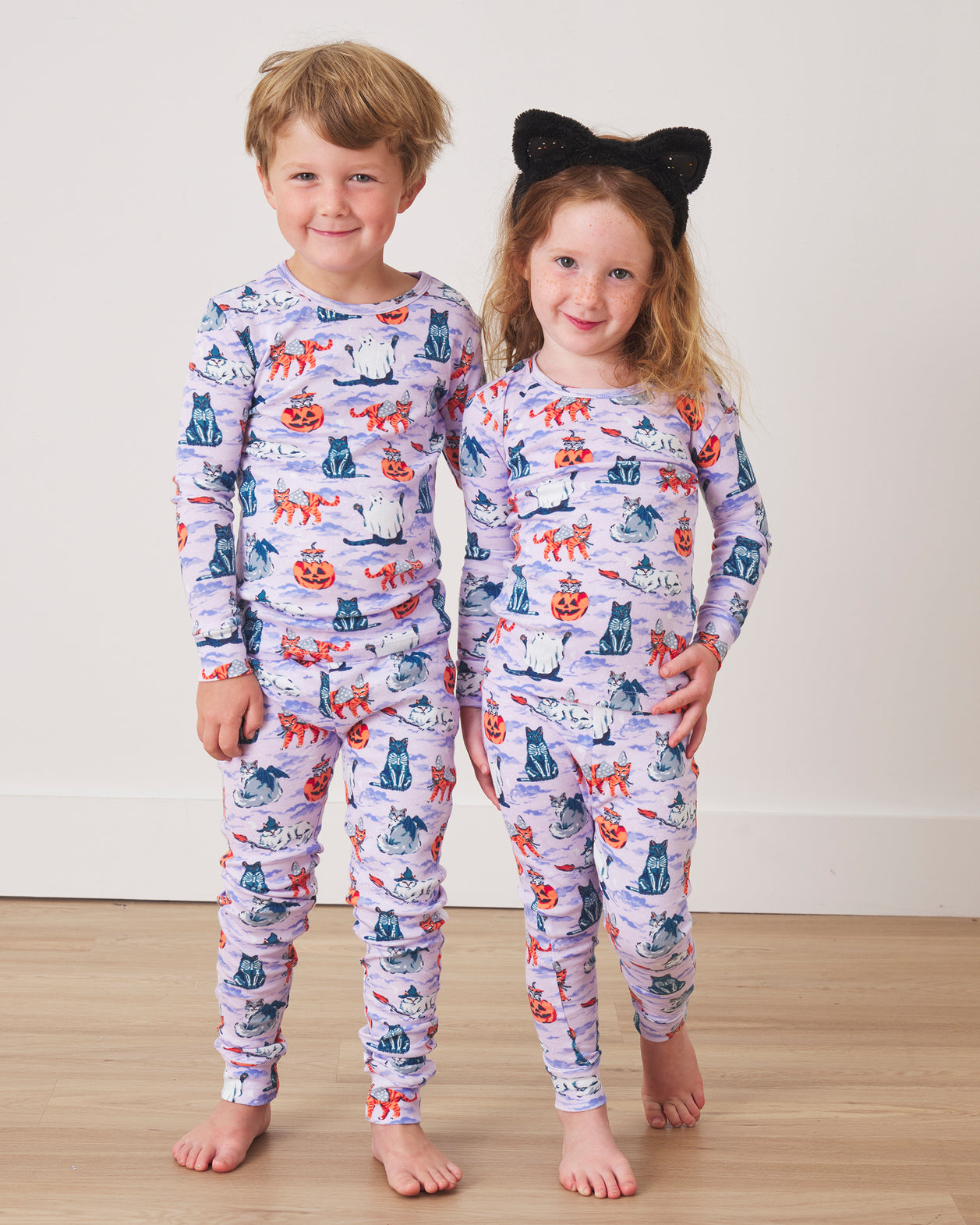 Halloween House Cats - Kids PJ Set - Lavender - Printfresh