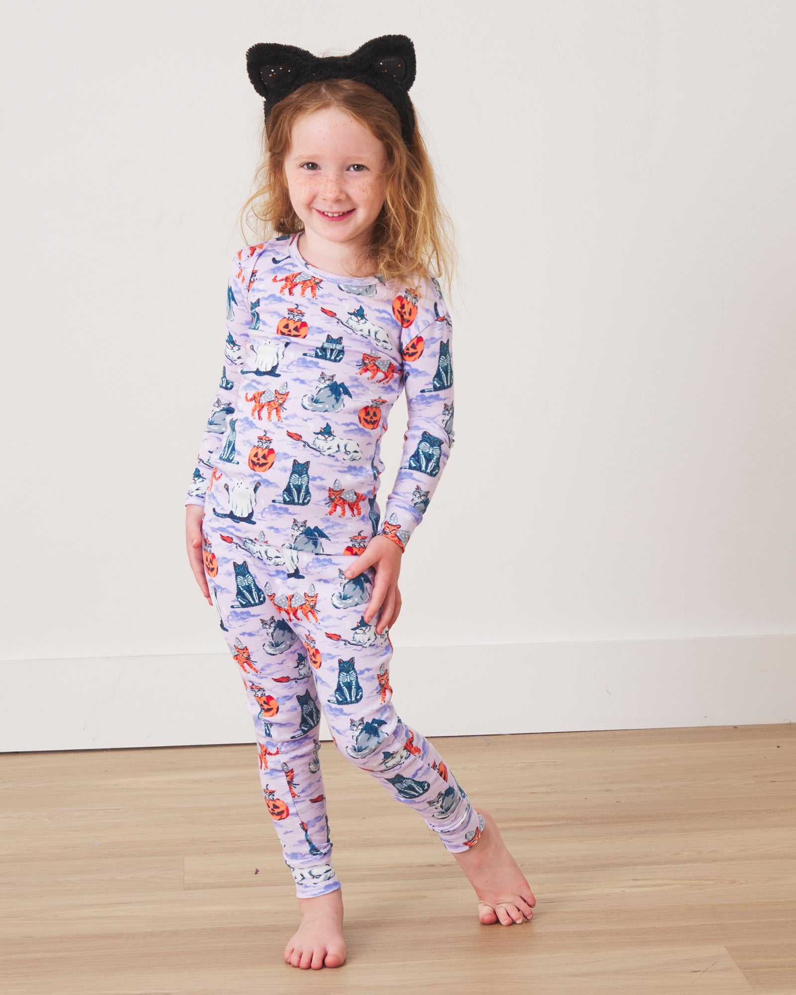 Halloween House Cats - Kids PJ Set - Lavender - Printfresh