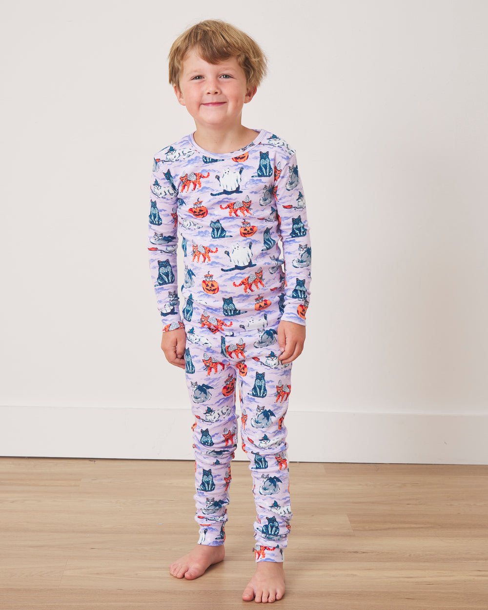 Halloween House Cats - Kids PJ Set - Lavender - Printfresh