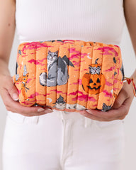 Halloween House Cats - Quilted Pouch - Jack O' Lantern - Printfresh