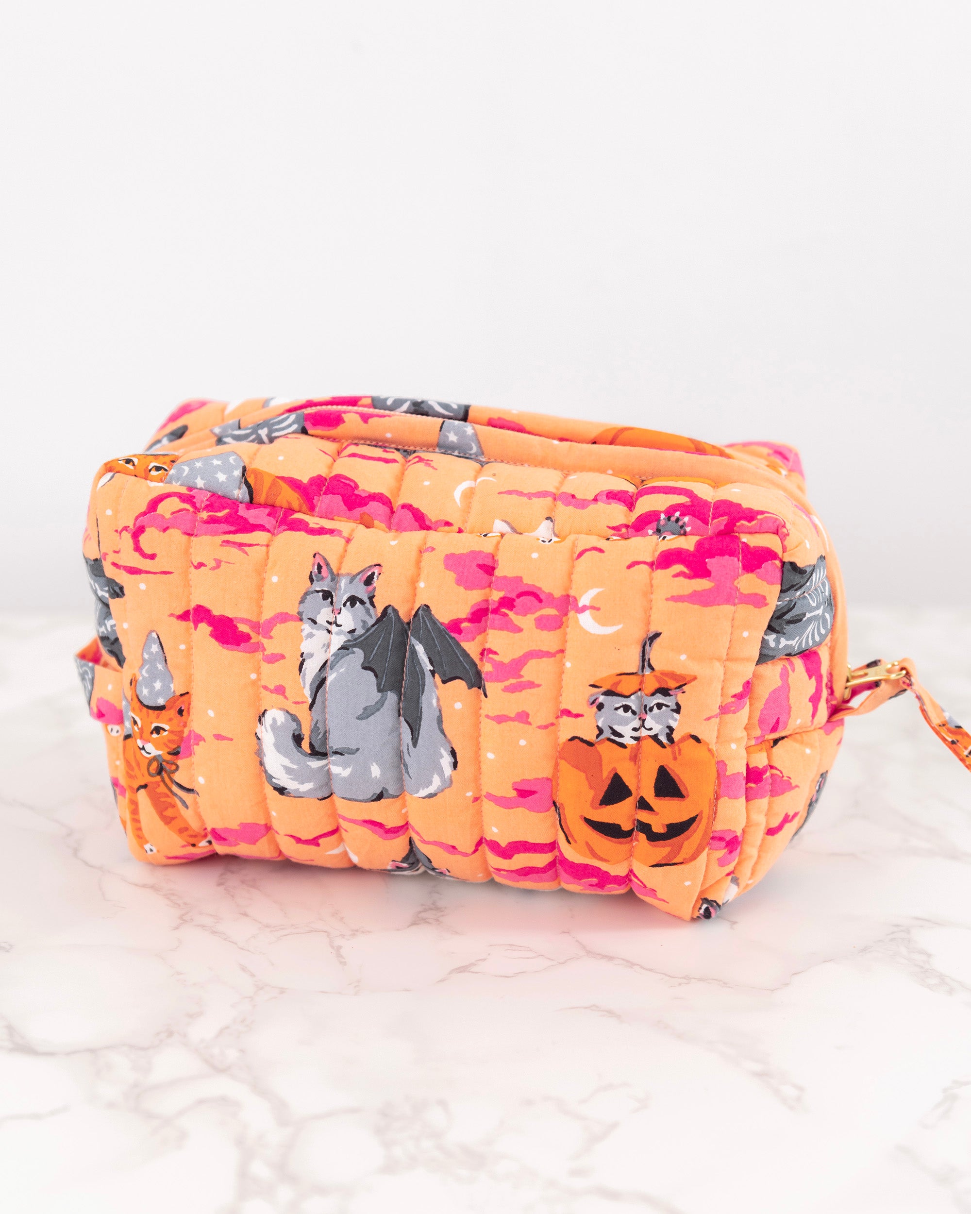 Halloween House Cats - Quilted Pouch - Jack O' Lantern - Printfresh