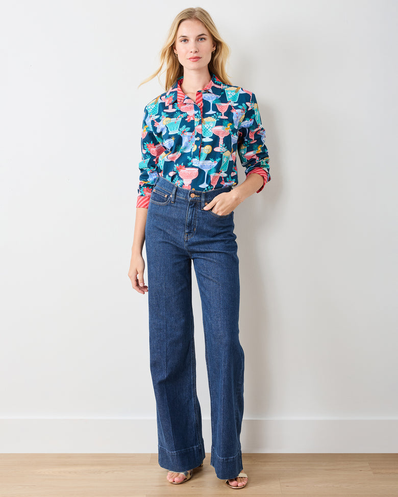 Christmas Cocktails - Basic Bliss Blouse - Navy - Printfresh
