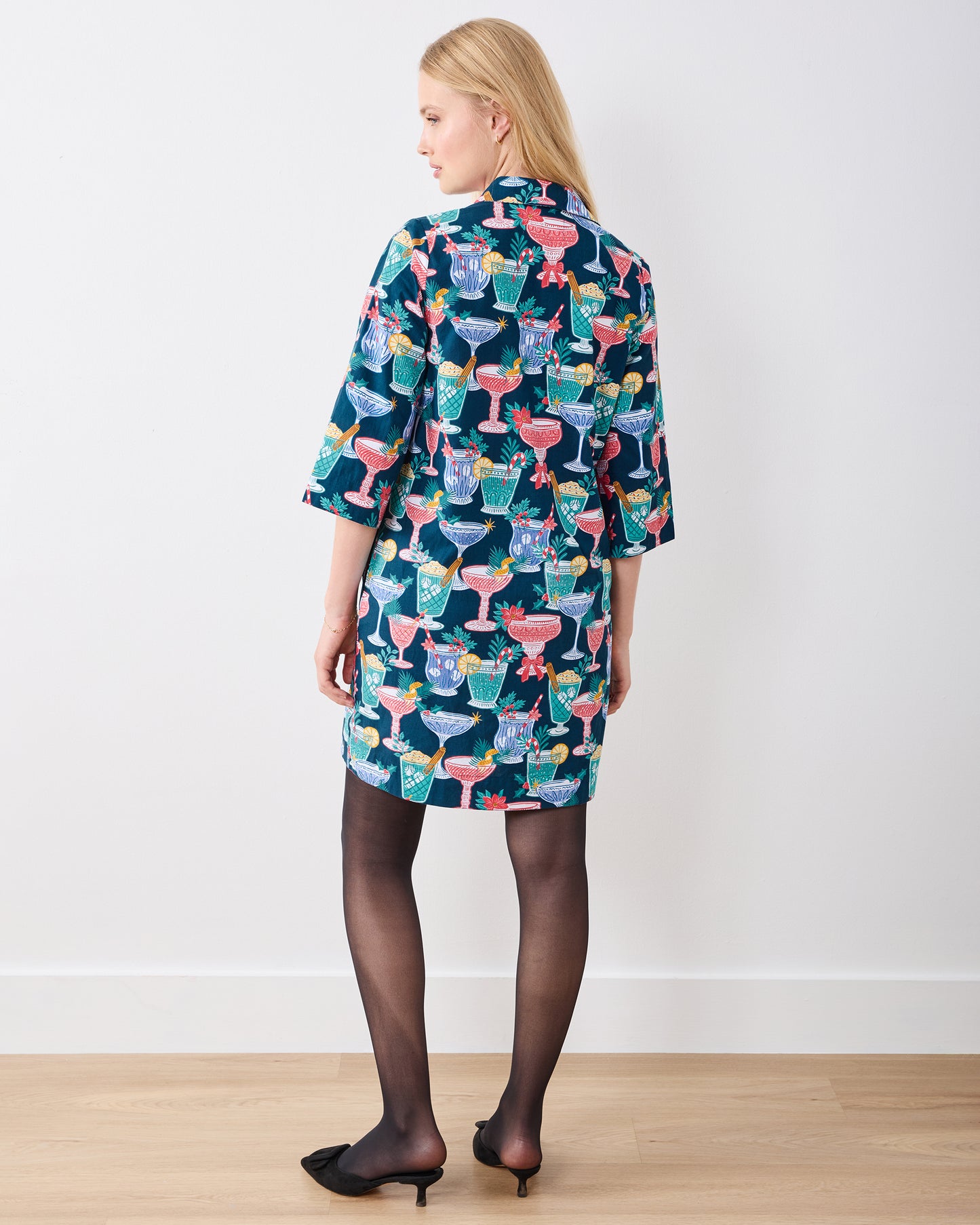 Christmas Cocktails - Goa Dress - Navy - Printfresh