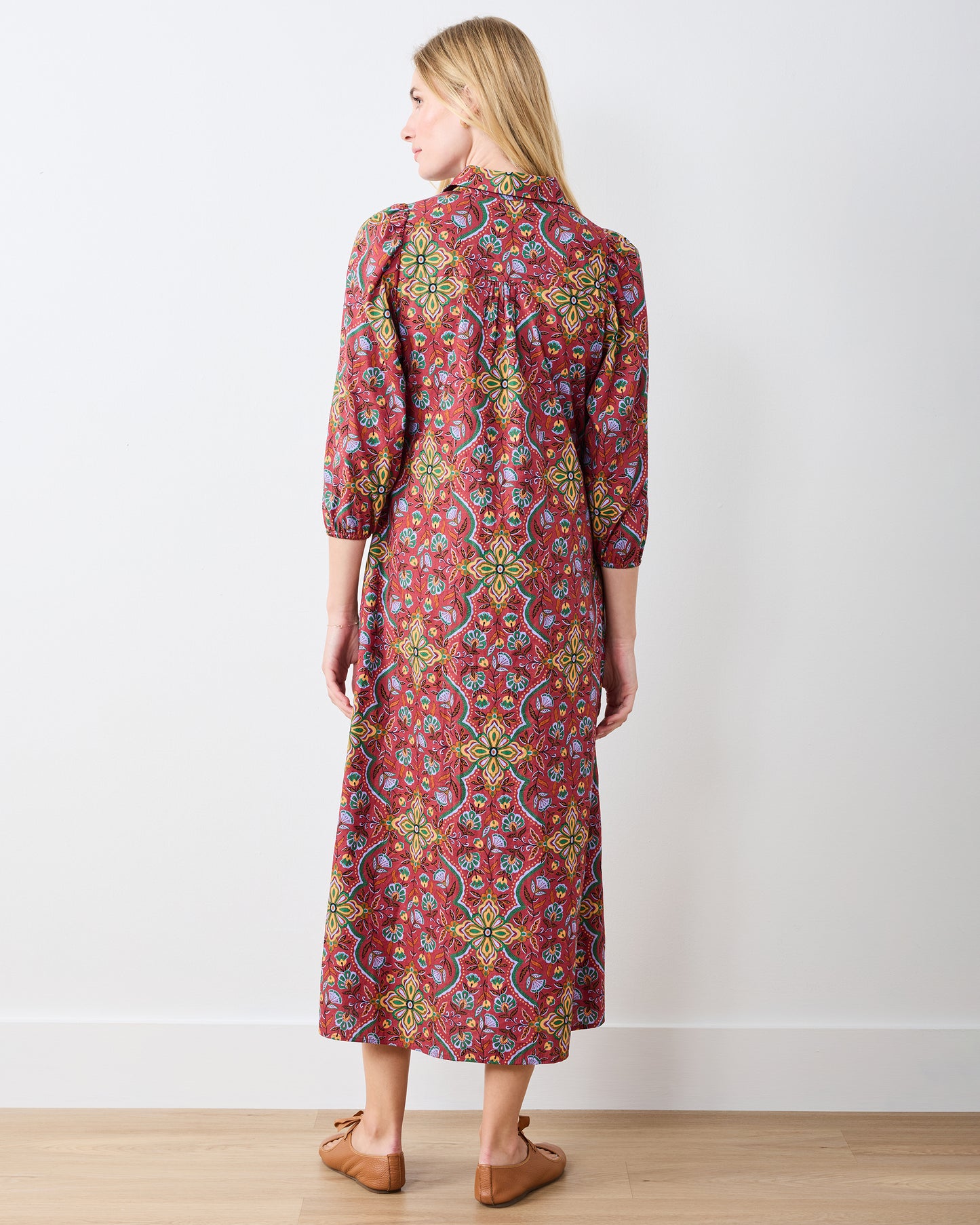 Festive Tapestry - Charlotte Dress - Burgundy - Printfresh