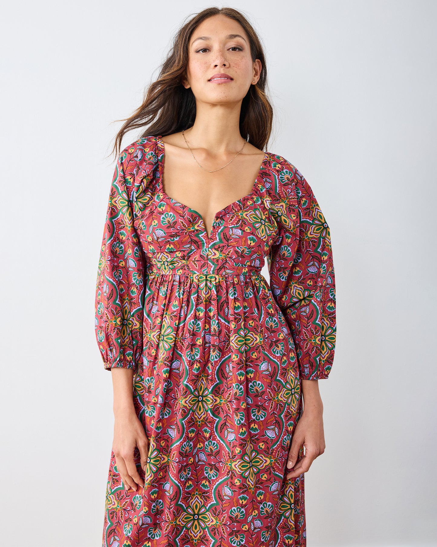 Festive Tapestry - Sloane Dress - Burgundy - Printfresh