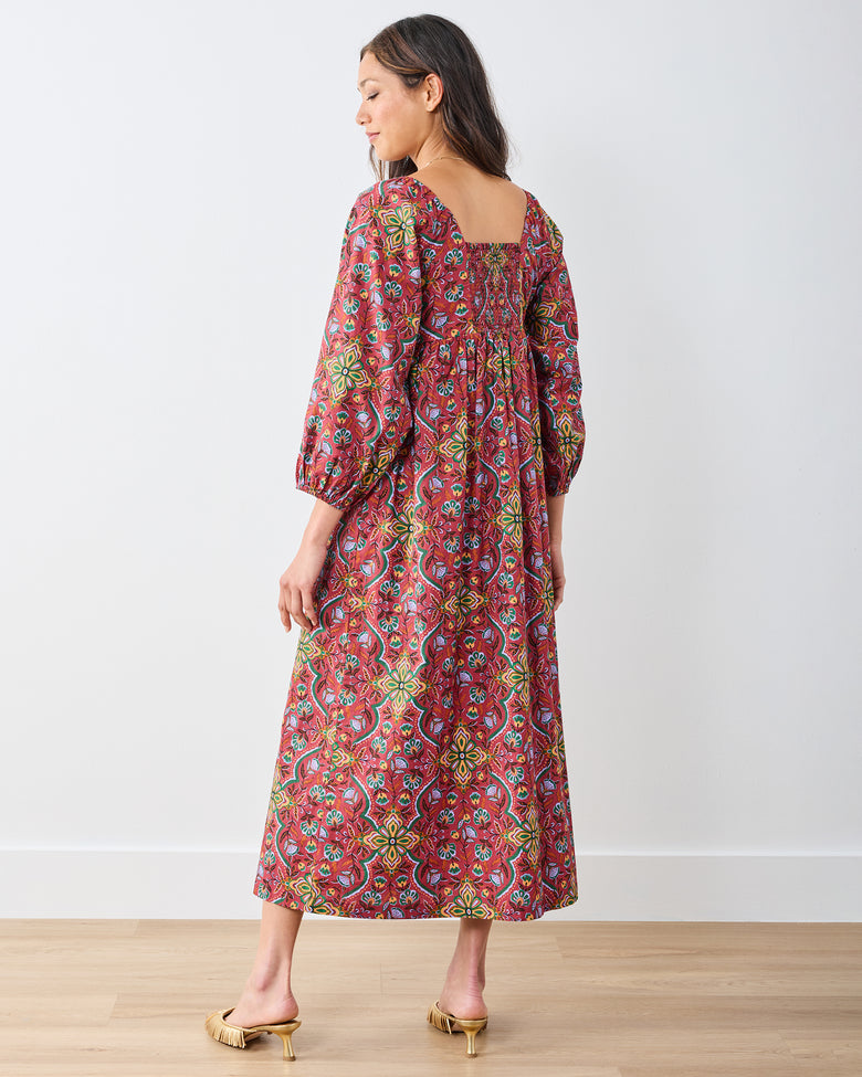 Festive Tapestry - Sloane Dress - Burgundy - Printfresh