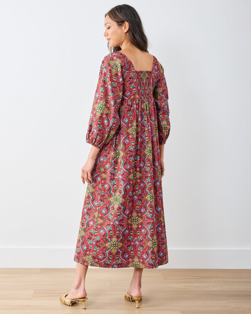 Festive Tapestry - Sloane Dress - Burgundy - Printfresh
