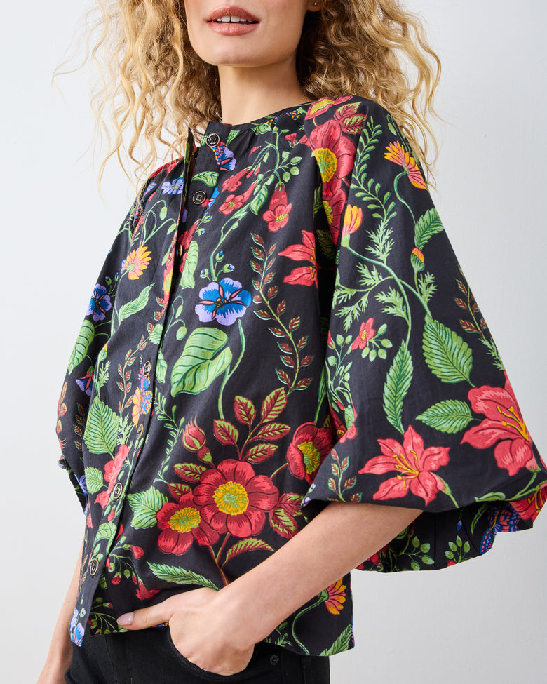 Moonlit Botanical - Blair Blouse - Ink - Printfresh