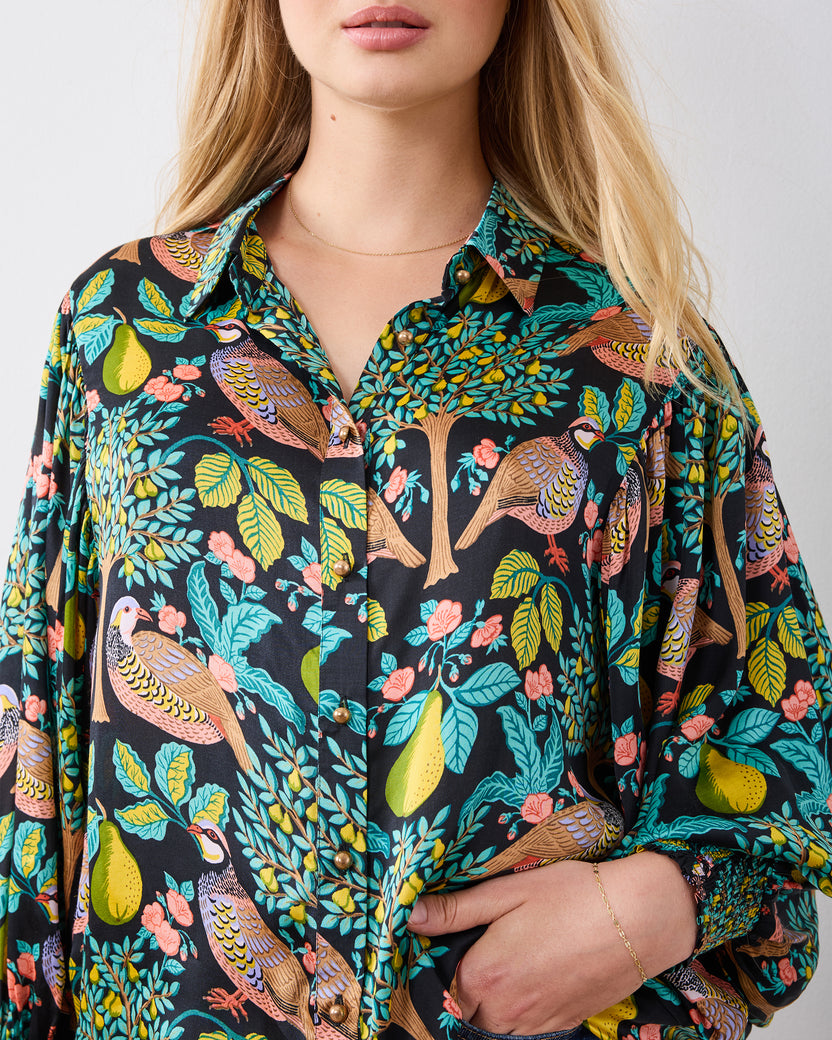 Partridge In A Pear Tree - Anastasia Blouse - Ink - Printfresh