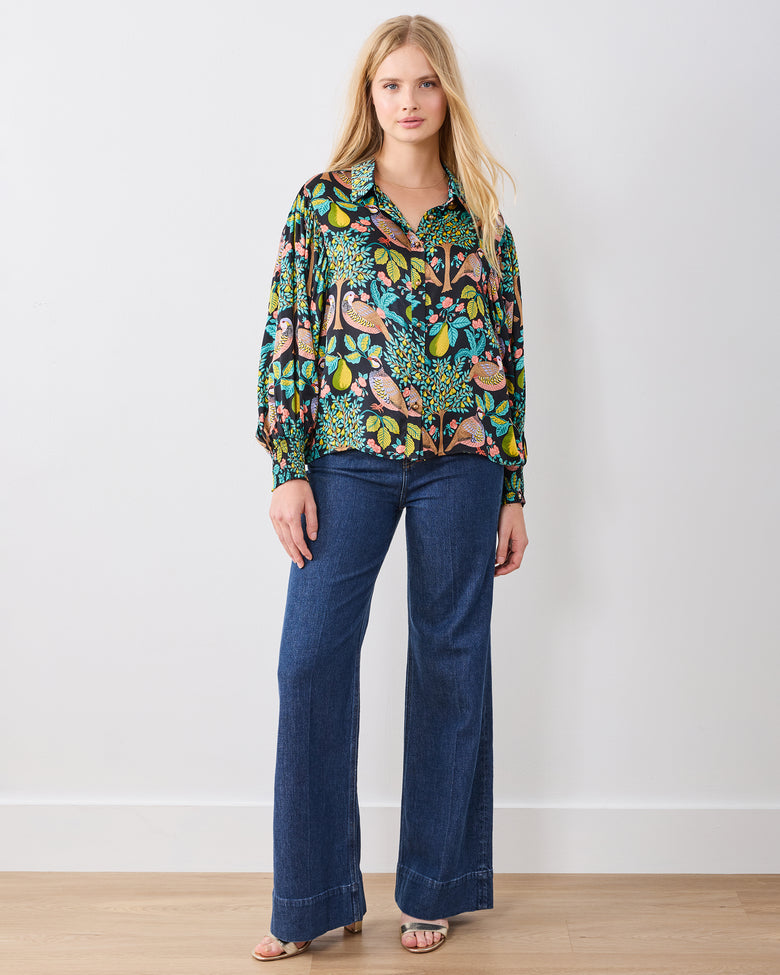 Partridge In A Pear Tree - Anastasia Blouse - Ink - Printfresh