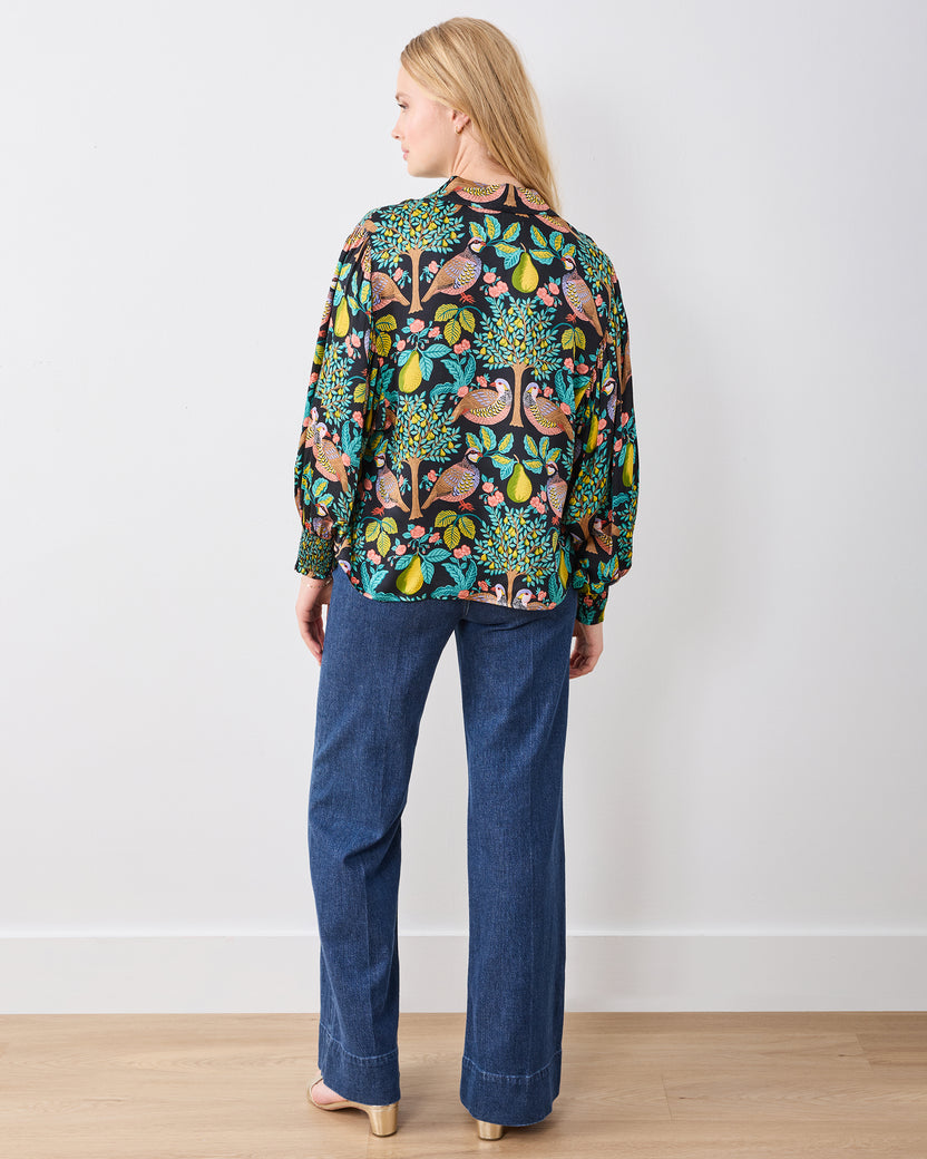 Partridge In A Pear Tree - Anastasia Blouse - Ink - Printfresh