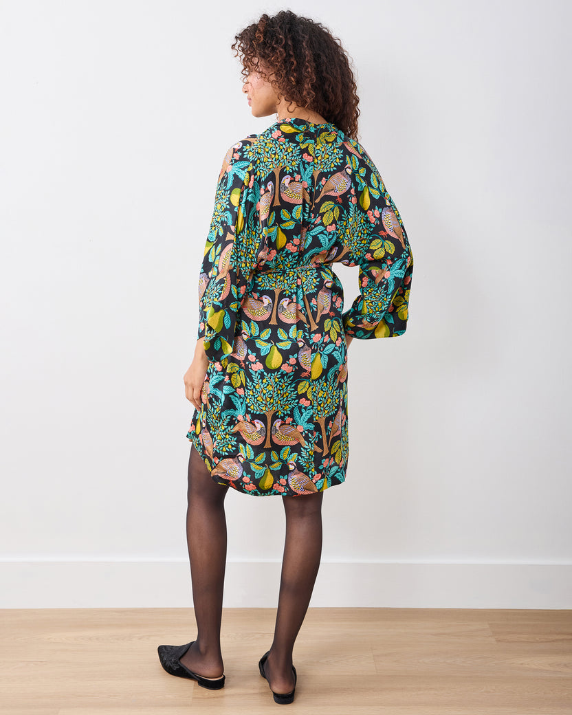 Partridge In A Pear Tree - Ophelia Dress - Ink - Printfresh
