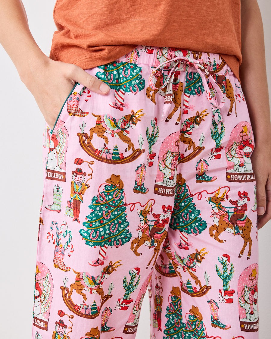 Cowboy Christmas - Cropped PJ Pants - Pink Boots - Printfresh