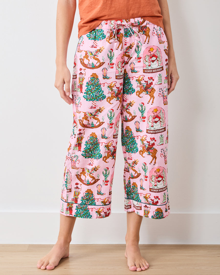 Cowboy Christmas - Cropped PJ Pants - Pink Boots - Printfresh