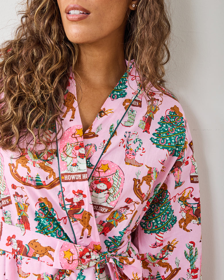 Cowboy Christmas - Getting Ready Robe - Pink Boots