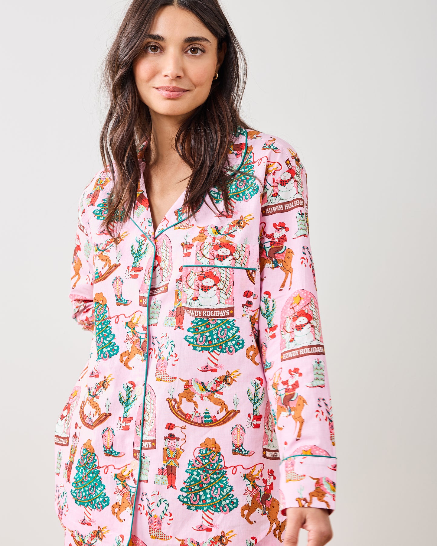 Cowboy Christmas - Petite Long PJ Set - Pink Boots - Printfresh