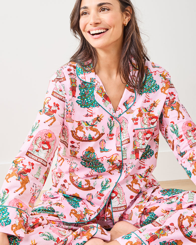Cowboy Christmas - Long PJ Set - Pink Boots - Printfresh
