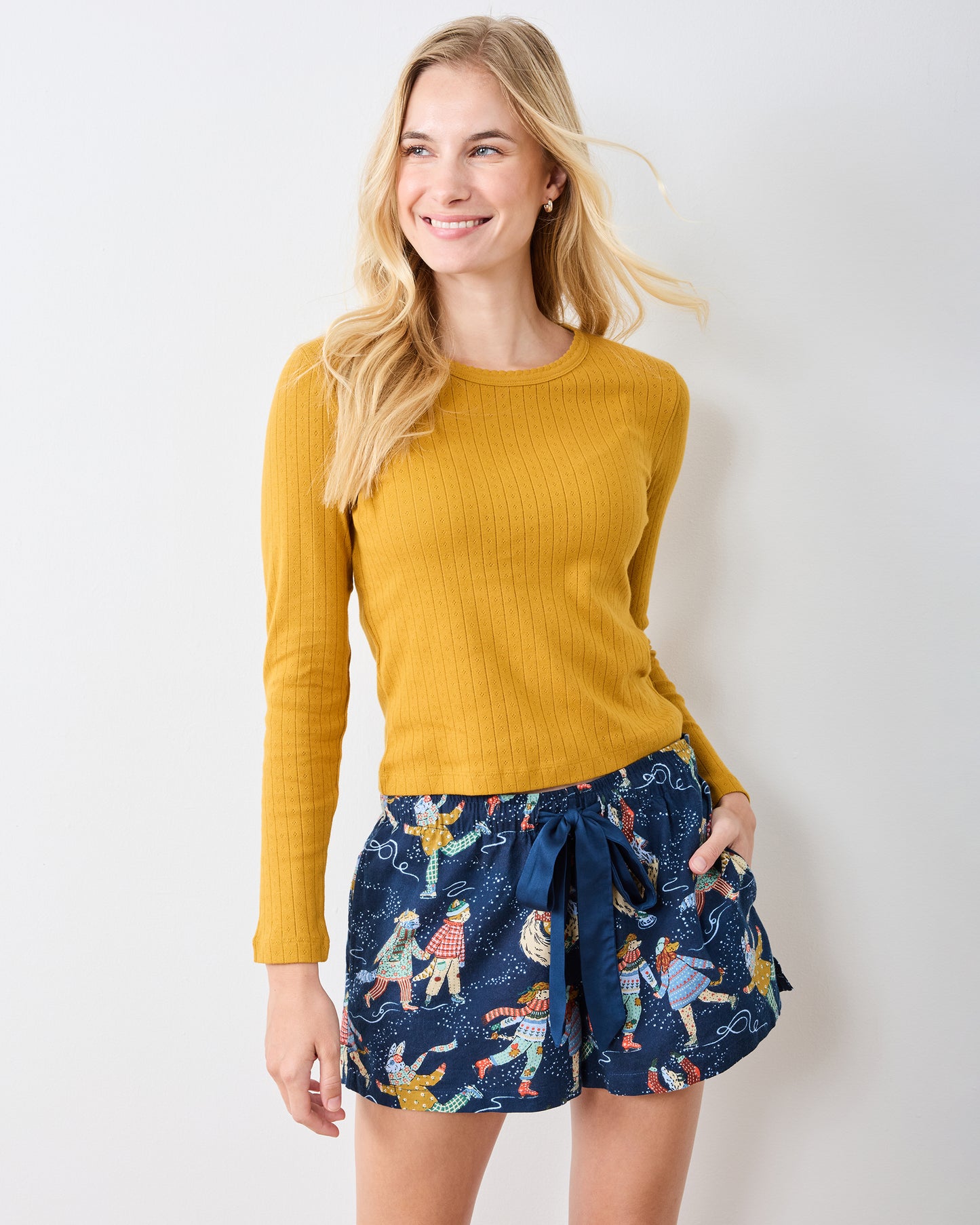 Figure Skaters - Lightweight Flannel Astrid Short - Frozen Pond - Printfresh