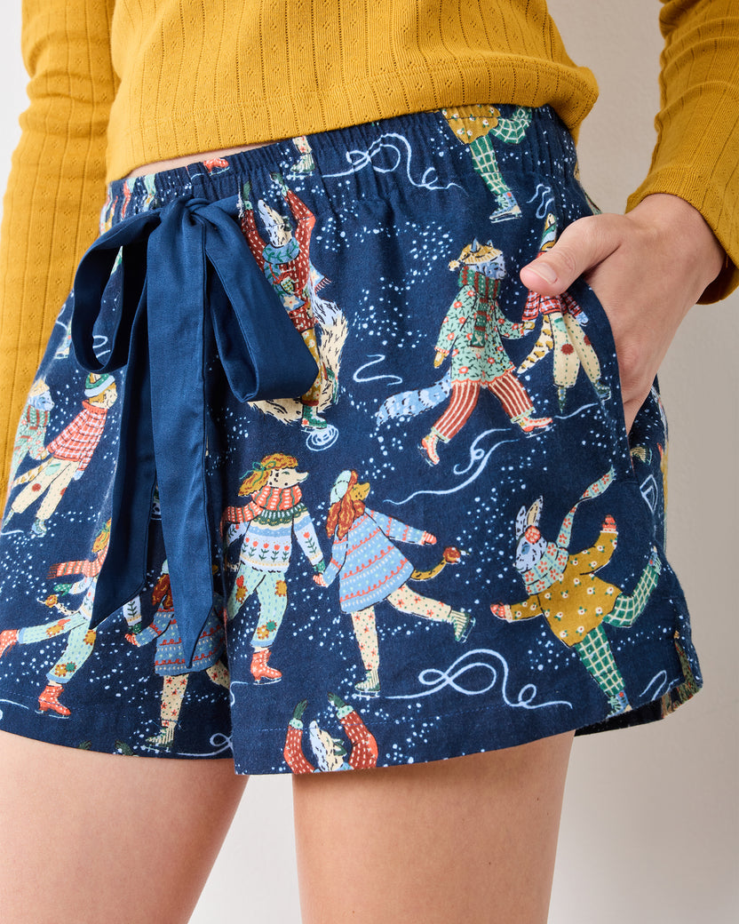 Figure Skaters - Lightweight Flannel Astrid Short - Frozen Pond - Printfresh