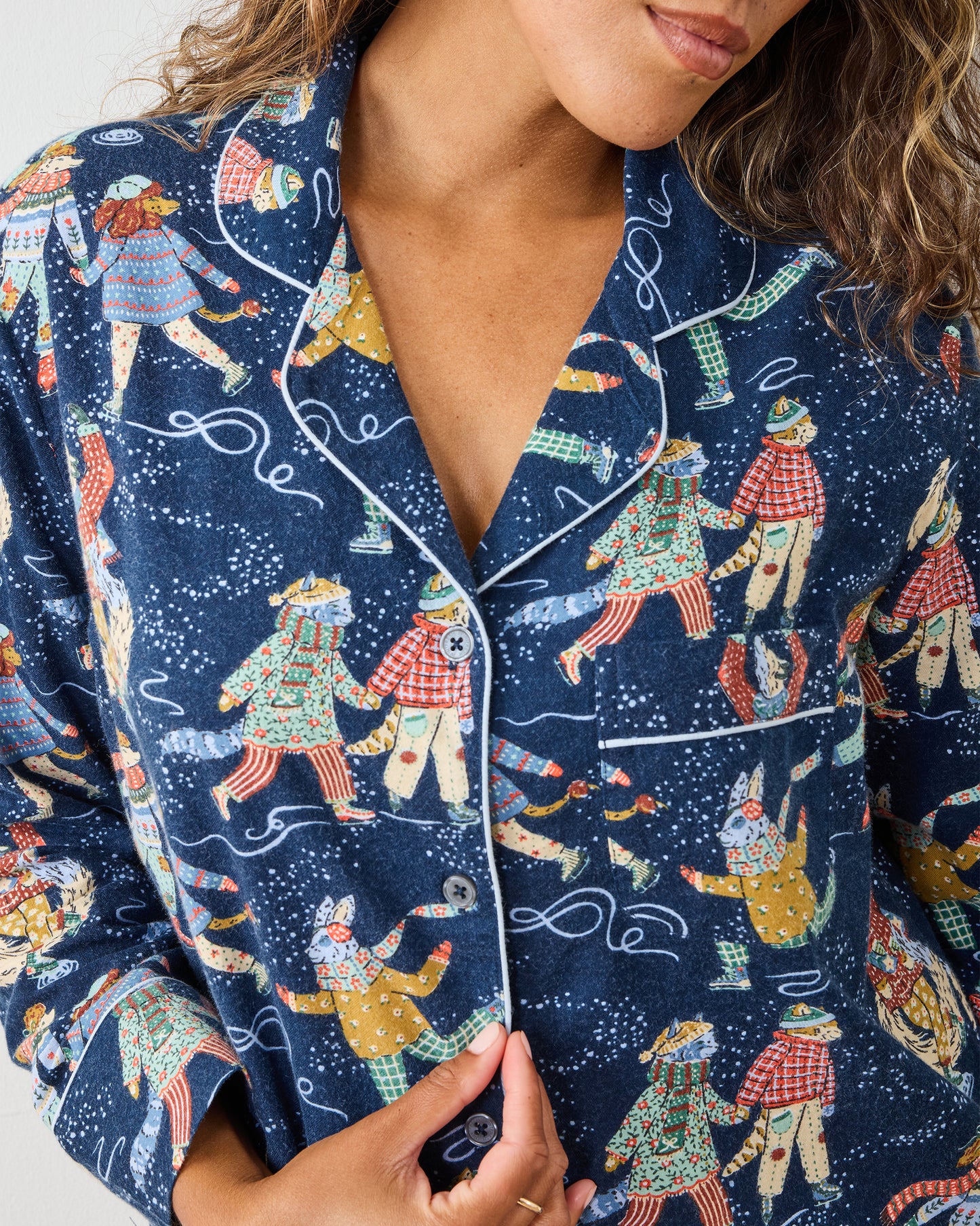 Figure Skaters - Men's Lightweight Flannel Long PJ Set - Frozen Pond - Printfresh