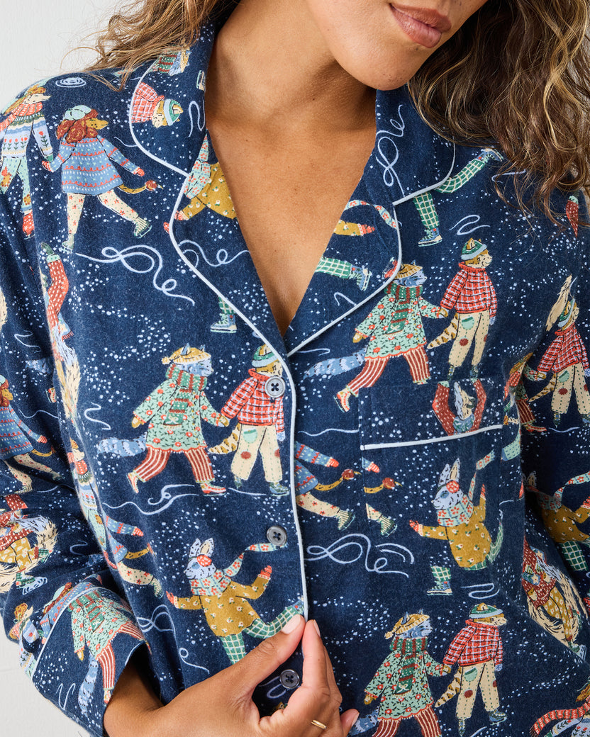 Figure Skaters - Men's Lightweight Flannel Long PJ Set - Frozen Pond - Printfresh