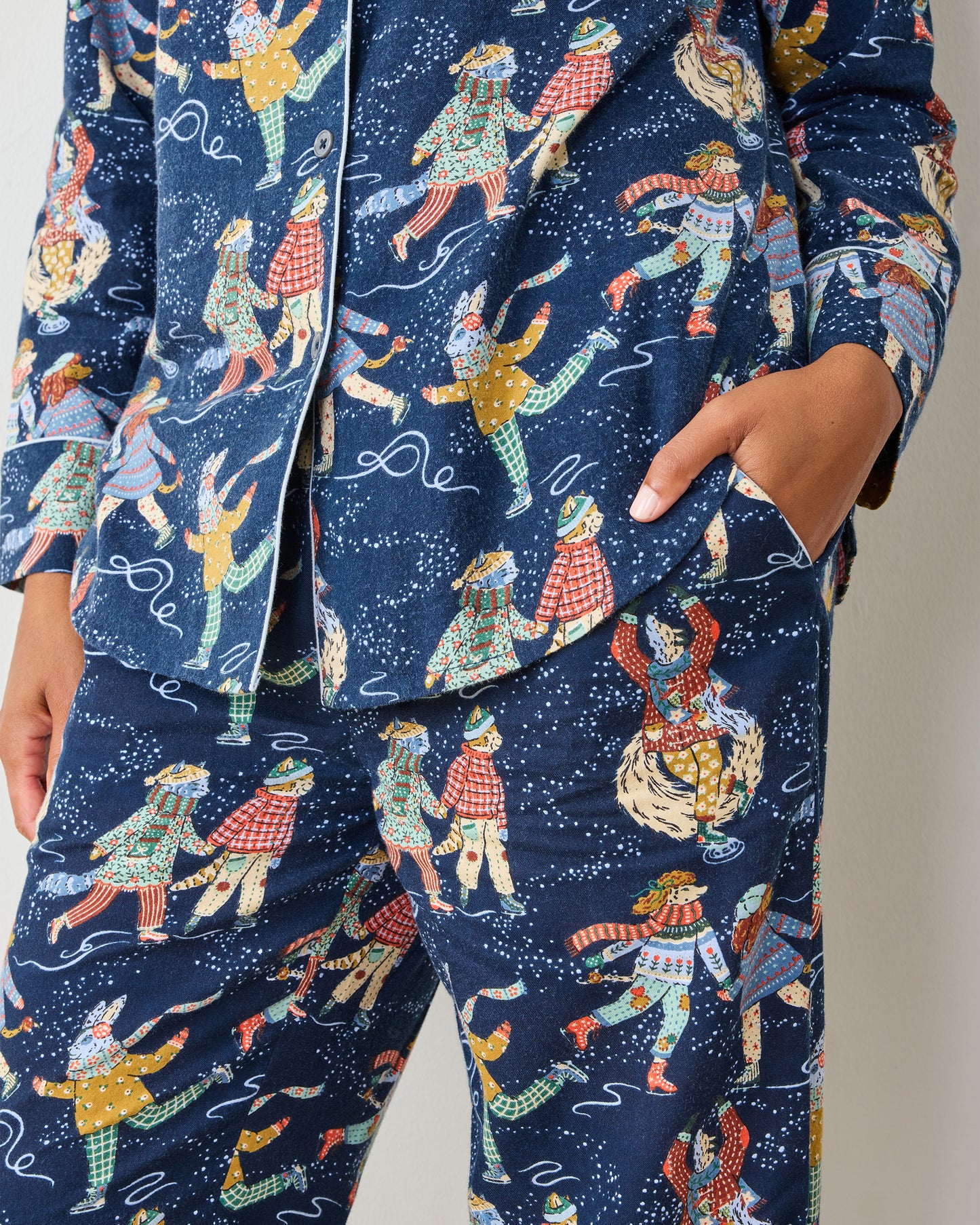 Figure Skaters - Men's Lightweight Flannel Long PJ Set - Frozen Pond - Printfresh