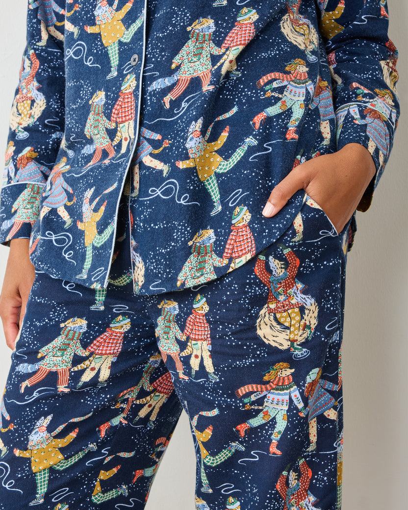 Figure Skaters - Men's Lightweight Flannel Long PJ Set - Frozen Pond - Printfresh