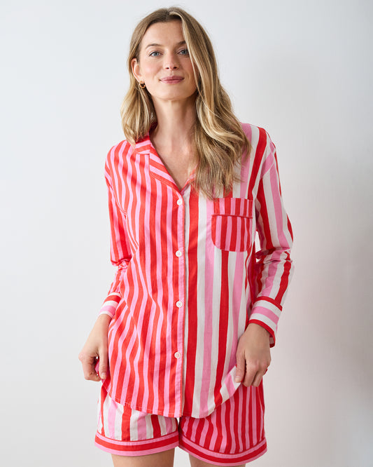 Taffy Stripes - Long Sleeve Top & Shorts Set - Peppermint Swirl - Printfresh
